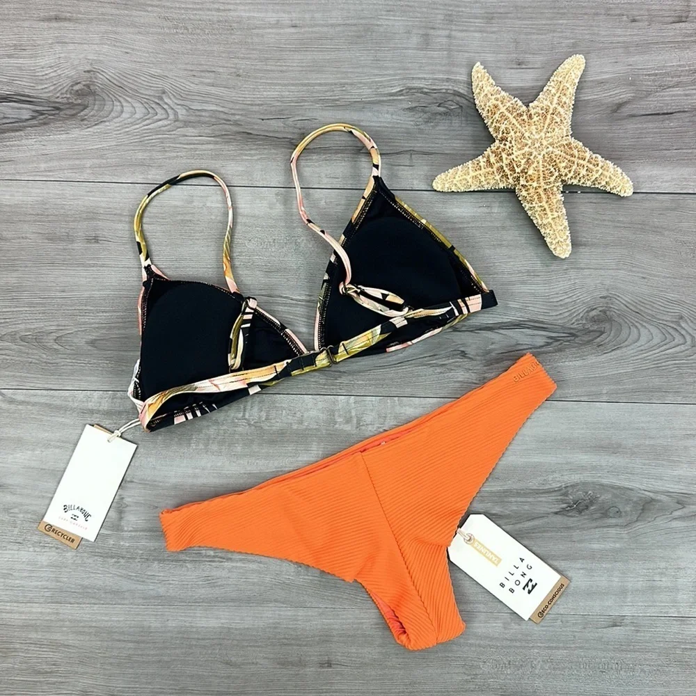 ☀️BILLABONG☀️ WAVE TRIBE CECI TRI TANLINES TANGA BIKINI SET